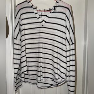 Blu Pepper Black and White Striped Long Sleeve Top